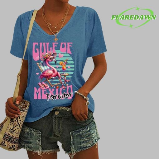 Flamingo Gulf Of Mexico Forever Print Round Neck Premium Shirt