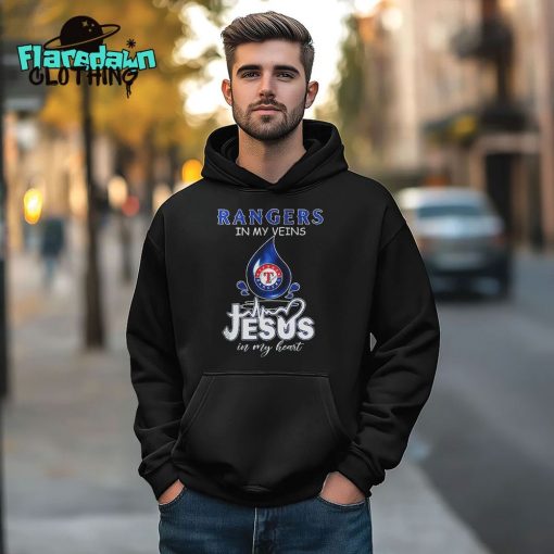 Texas Rangers In My Veins Jesus In My Heart Shirt Premium Shirt